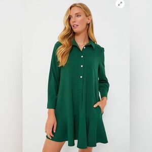 Tuckernuck Hunter Green Crepe Callahan Dress
